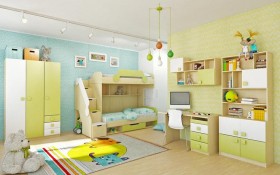 Детская комната Эппл (Зеленый/Белый/корпус Клен) в Рубцовске - rubcovsk.katalogmebeli.com | фото 3