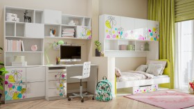 Детская комната Флер (Белый/корпус Выбеленное дерево) в Рубцовске - rubcovsk.katalogmebeli.com | фото 2