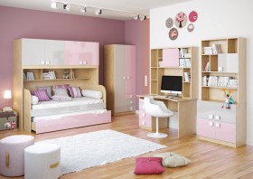 Детская комната Грэйси (Розовый/Серый/корпус Клен) в Рубцовске - rubcovsk.katalogmebeli.com | фото 2