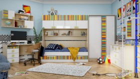 Детская комната Клаксон без машинок (Белый/корпус Клен) в Рубцовске - rubcovsk.katalogmebeli.com | фото 5