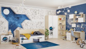 Детская комната Санни (Белый/корпус Клен) в Рубцовске - rubcovsk.katalogmebeli.com | фото 2