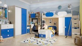 Детская комната Скай Люкс (Синий/Белый/корпус Клен) в Рубцовске - rubcovsk.katalogmebeli.com | фото 5