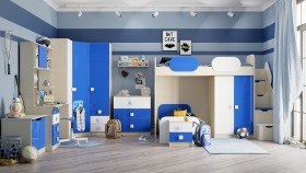 Детская комната Скай Люкс (Синий/Белый/корпус Клен) в Рубцовске - rubcovsk.katalogmebeli.com | фото 7