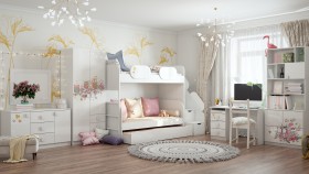 Детская комната Совушки (Белый/корпус Выбеленное дерево) в Рубцовске - rubcovsk.katalogmebeli.com | фото 3