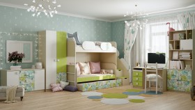 Детская комната Твит (Белый/Зеленый/корпус Клен) в Рубцовске - rubcovsk.katalogmebeli.com | фото 4