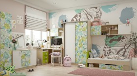 Детская комната Твит (Белый/Зеленый/корпус Клен) в Рубцовске - rubcovsk.katalogmebeli.com | фото 1