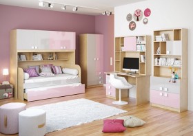 Диван-кровать Грэйси (Розовый/Серый/корпус Клен) в Рубцовске - rubcovsk.katalogmebeli.com | фото 3