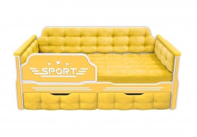 Кровать 160 серии Спорт 2 ящика 74 Жёлтый (мягкие боковые накладки) в Рубцовске - rubcovsk.katalogmebeli.com | фото