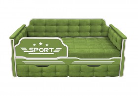 Кровать 160 серии Спорт 2 ящика 76 Зелёный (мягкие боковые накладки) в Рубцовске - rubcovsk.katalogmebeli.com | фото