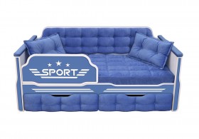 Кровать 160 серии Спорт 2 ящика 85 Синий (подушки) в Рубцовске - rubcovsk.katalogmebeli.com | фото