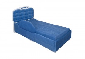 Кровать 190 Атлет Lux 29 Синий (мягкий бортик) в Рубцовске - rubcovsk.katalogmebeli.com | фото