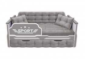Кровать 190 серии Спорт 1 ящик 45 Серый (подушки) в Рубцовске - rubcovsk.katalogmebeli.com | фото