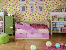 Кровать Бабочки 1,6м (Сиреневый металлик) в Рубцовске - rubcovsk.katalogmebeli.com | фото 1