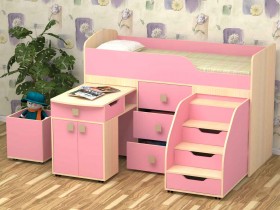 Кровать детская Фея 1.6 Дуб молочный/Розовый в Рубцовске - rubcovsk.katalogmebeli.com | фото