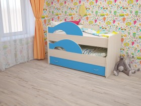 Кровать детская Радуга 1600 Млечный дуб/Голубой в Рубцовске - rubcovsk.katalogmebeli.com | фото