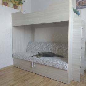 Кровать двухъярусная с диваном (Беленый дуб) в Рубцовске - rubcovsk.katalogmebeli.com | фото