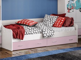 Кровать Fashion-1 Вега 0,9 м (Белый/Розовый) в Рубцовске - rubcovsk.katalogmebeli.com | фото