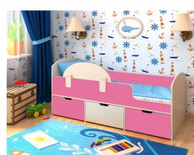 Кровать Малыш-мини Дуб молочный/Розовый в Рубцовске - rubcovsk.katalogmebeli.com | фото