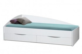 Кровать одинарная "Фея - 3" (асимметричная) (2000х900) New/(белый / белый / ДВПО белый) в Рубцовске - rubcovsk.katalogmebeli.com | фото