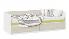 Кровать «Сканди» с 2 ящиками Дуб Гарден/Белый/Зеленый в Рубцовске - rubcovsk.katalogmebeli.com | фото