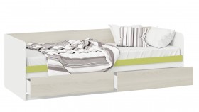 Кровать «Сканди» с 2 ящиками Дуб Гарден/Белый/Зеленый в Рубцовске - rubcovsk.katalogmebeli.com | фото 2