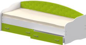 Кровать Софа-7 с мягкой спинкой (800х1900) Белый/Лайм в Рубцовске - rubcovsk.katalogmebeli.com | фото