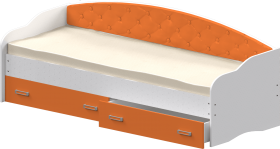 Кровать Софа-7 с мягкой спинкой (800х1900) Белый/Оранжевый в Рубцовске - rubcovsk.katalogmebeli.com | фото