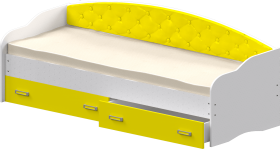 Кровать Софа-8 с мягкой спинкой (900х1900) Белый/Желтый в Рубцовске - rubcovsk.katalogmebeli.com | фото