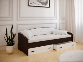 Кровать Софа-8 с мягкой спинкой (900х1900) Венге/ Белый в Рубцовске - rubcovsk.katalogmebeli.com | фото