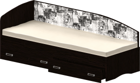 Кровать Софа-9 с мягкой спинкой с рисунком Милана (900х1900) Венге в Рубцовске - rubcovsk.katalogmebeli.com | фото