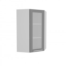 Квадро ВПУС 550 шкаф верхний угловой со стеклом высокий (Ваниль кожа/корпус Серый) в Рубцовске - rubcovsk.katalogmebeli.com | фото