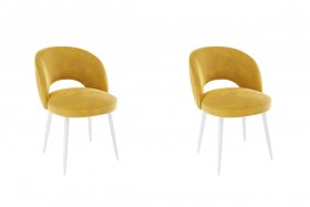 Набор стульев Моли 2 шт (жёлтый велюр/белый) в Рубцовске - rubcovsk.katalogmebeli.com | фото
