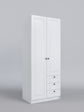 Шкаф 2-х створчатый с ящиками Классика (Белый/корпус Выбеленное дерево) в Рубцовске - rubcovsk.katalogmebeli.com | фото