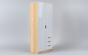 Шкаф 2-х створчатый с ящиками Лофт (Белый/корпус Дуб Сонома) в Рубцовске - rubcovsk.katalogmebeli.com | фото