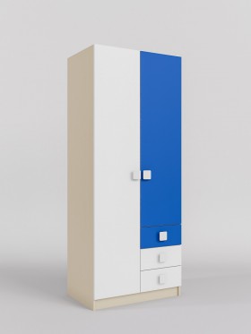 Шкаф 2-х створчатый с ящиками Скай (Синий/Белый/корпус Клен) в Рубцовске - rubcovsk.katalogmebeli.com | фото