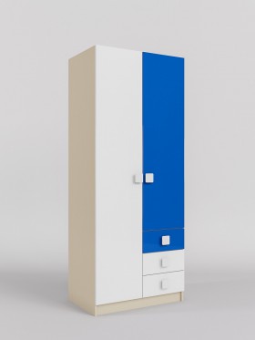 Шкаф 2-х створчатый с ящиками Скай люкс (Синий/Белый/корпус Клен) в Рубцовске - rubcovsk.katalogmebeli.com | фото