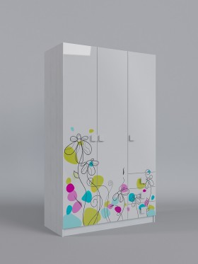 Шкаф 3-х створчатый с ящиками Флёр (Белый/корпус Выбеленное дерево) в Рубцовске - rubcovsk.katalogmebeli.com | фото
