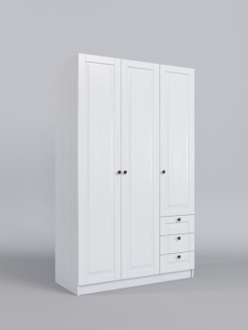 Шкаф 3-х створчатый с ящиками Классика (Белый/корпус Выбеленное дерево) в Рубцовске - rubcovsk.katalogmebeli.com | фото