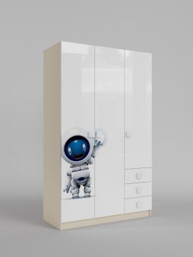 Шкаф 3-х створчатый с ящиками Санни (Белый/корпус Клен) в Рубцовске - rubcovsk.katalogmebeli.com | фото
