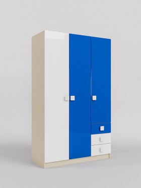 Шкаф 3-х створчатый с ящиками Скай люкс (Синий/Белый/корпус Клен) в Рубцовске - rubcovsk.katalogmebeli.com | фото